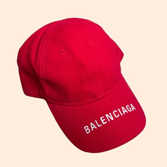 Balenciaga Red Logo Baseball Cap - Picture 1 of 5